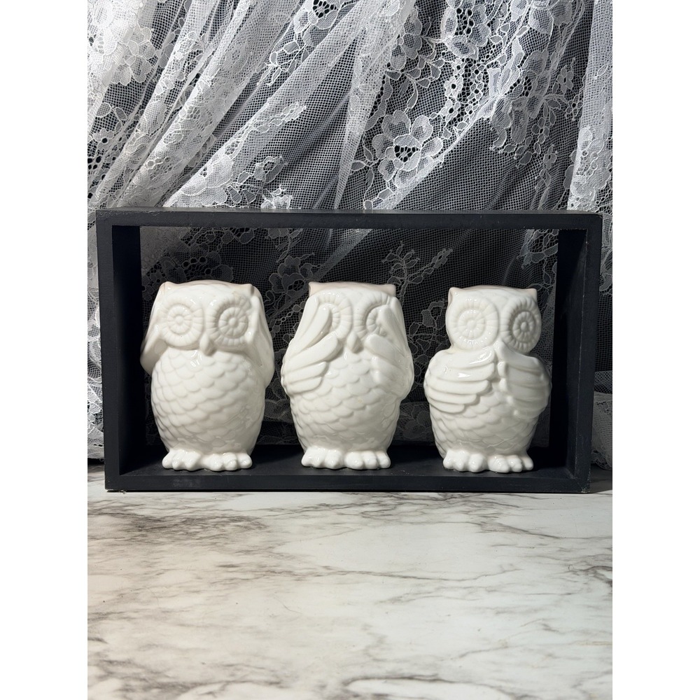 Owls Ceramic in Frame ~ See No Evil, Hear no Evil, Speak No Evil 11.5x6.5 (2976) - Picture 8 of 10